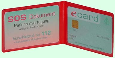 Schutzhülle für Kontaktkarte oder Patientenverfügung 