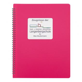 Mappe für Schulzeugnisse - individuell wie DU! neon-rot mit Namensaufdruck