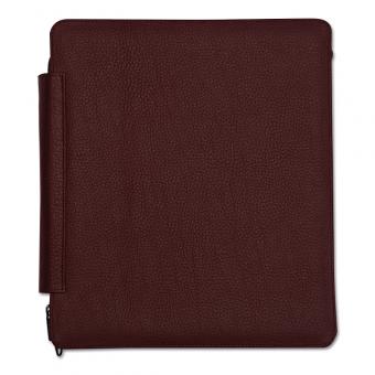 Tablet- Dienstmappe in Leder weinrot Goldprägung